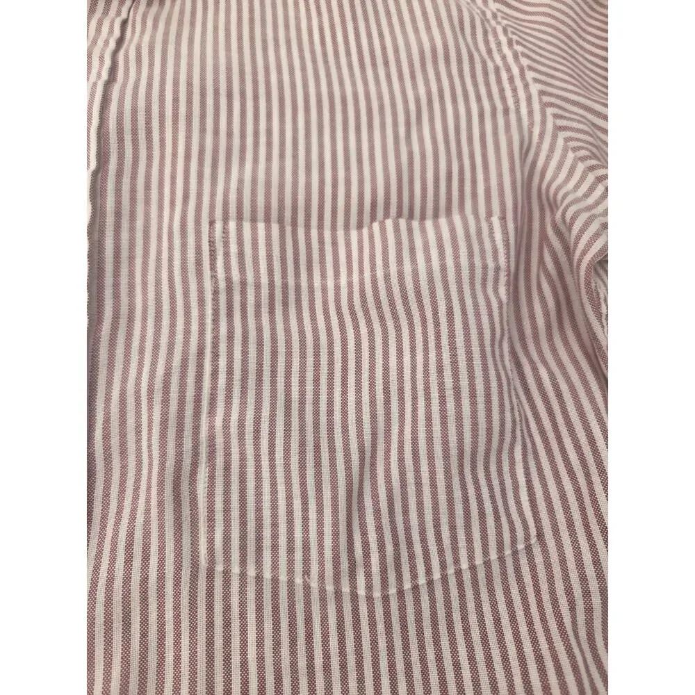 Vtg Sears Roebuck Shirt Mens 15 32/33 Button Up Red White Stripe Made USA